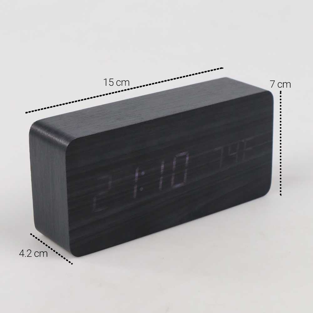 (BISA COD) FTIHSHP Jam Alarm LED Digital Wood Clock with Temperature