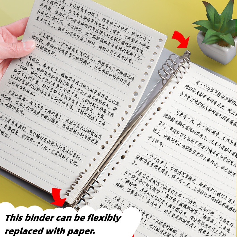 Buku Catatan Isi Ulang A5 Matte Bound 180 Di Dalam Flipchart Isi Ulang Kosong / Garis / Kisi Berkapasitas Besar yang Dapat Diisi Ulang Flipchart Perencana Studi Mudah Lingkaran Spiral