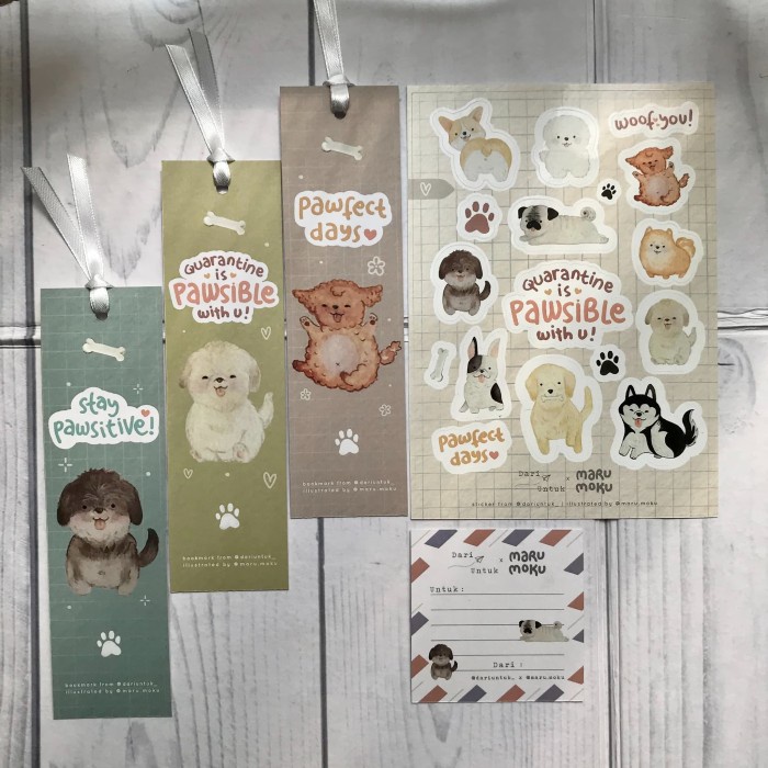 

Skat Package Sticker Sheet 1 & Bookmark Set Of 3 Pcs (Dog Lovers)