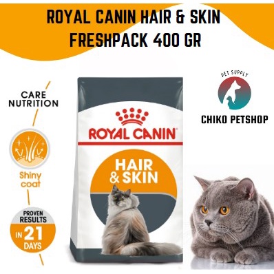 Royal Canin HAIR &amp; SKIN Makanan kucing 400 gr freshpack