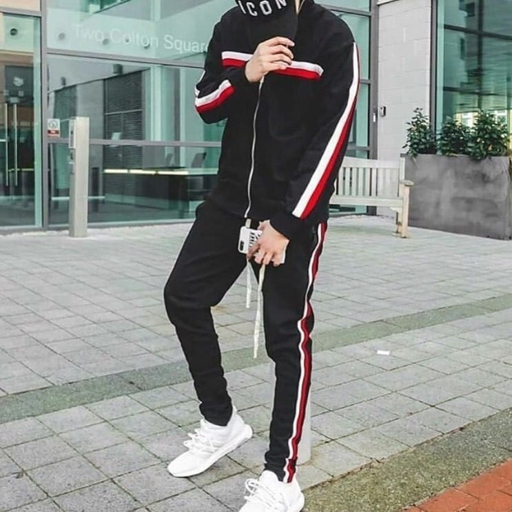 CELANA JOGGER PANTS HYPEBEAST SWEATPANTS TRACKPANTS HYPE STREETWEAR BLACK WHITE ZIPPER DOUBLE LIST SLIMFIT