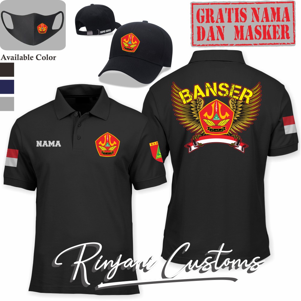 KAOS POLO BANSER GRATIS NAMA DAN MASKER - BAJU KERAH BARISAN ANSOR SERBAGUNA NAHDLATUL ULAMA (BANSER