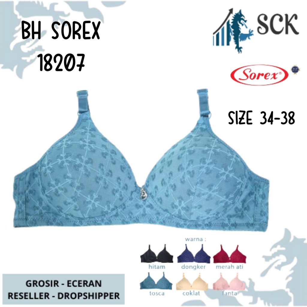 BH SOREX 18207 Tanpa Kawat Busa Tipis Motif Bunga / Pakaian Dalam Wanita Perempuan