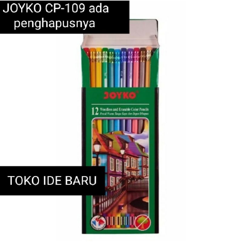 

Pensil Warna Joyko Woodless 12 Warna CP-109 Panjang Dapat Dihapus