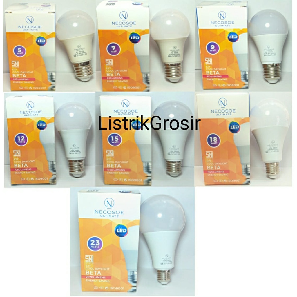 Bohlam Lampu Led Necosoe Ultimate 5w 7w 9w 12w 15 w 18Watt 23 Watt SNI Bergaransi 1 Tahun