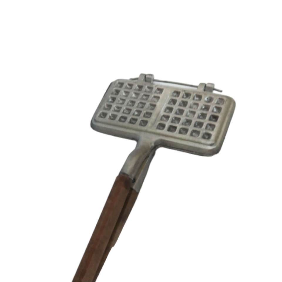 Cetakan Kue Waffle Maker / Cetakan Wafel Persegi Dobel Tebal Gagang Kayu