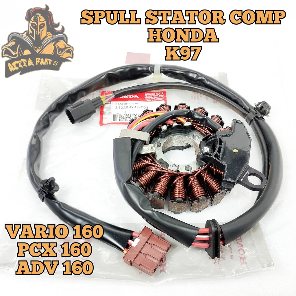 SPULL STATOR ASSY COMP HONDA K97 KUALITAS ASLI ORIGINAL HONDA AHM PRESISI ALIRAN LISTRIK LANCAR PENGAPIAN TERATUR VARIO 160 PCX 160 ADV 160