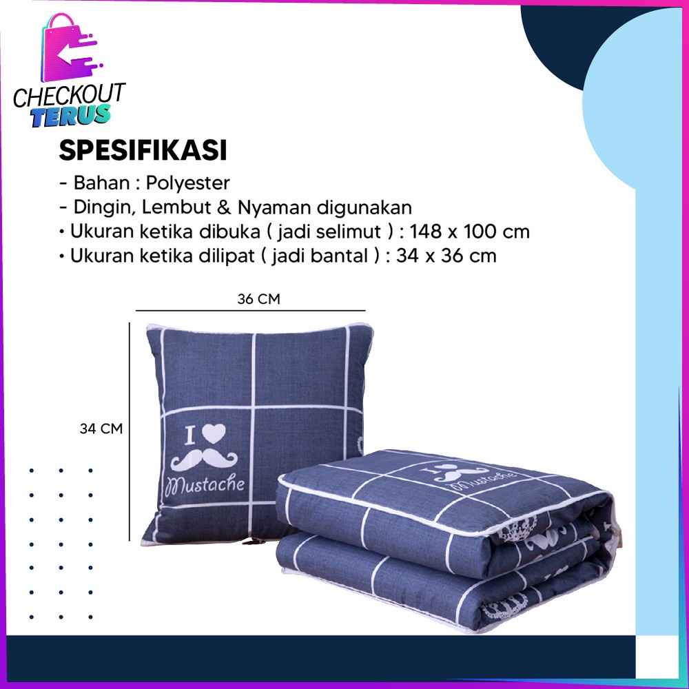 CT C595 Balmut Bantal Selimut 2IN1 Bisa Lipat Praktis Bantal Tidur Set Motif Karakter Kartun Blanket Bantal Travel Dewasa Anak