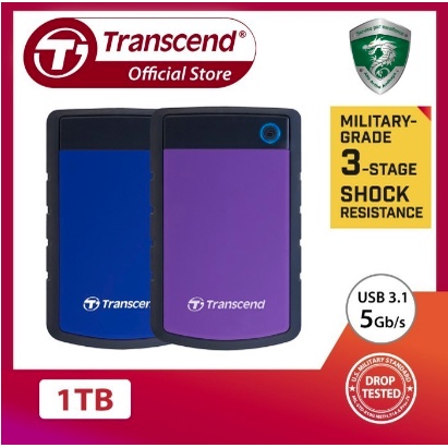 Hardisk External 1TB Transcend 25H3B Antishock Tahan Banting