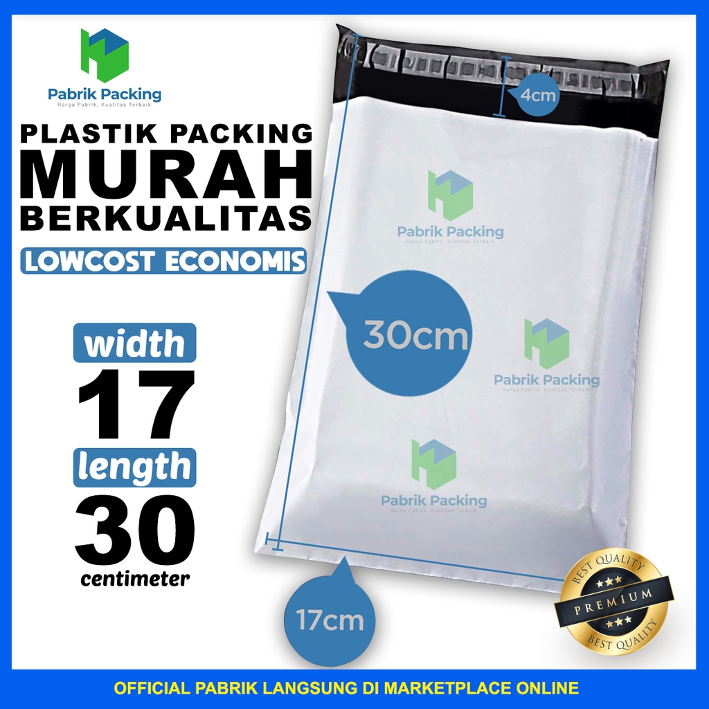 

Polymailer Low Cost Amplop Packaging Olshop Ekonomis Putih 17x30cm