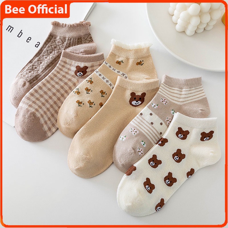 BEE - Kaos Kaki Beruang Fashion Pendek Semata Kaki / Kaus Kaki Modis Teddy Bear Short Ankle Cute Socks SC 35