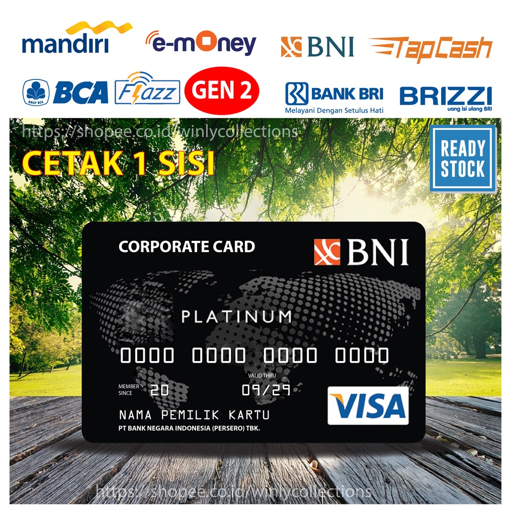 EMONEY E TOLL BLACK CORPORATE WORLD CARD PLATINUM MANDIRI GEN 2 BNI TAPCASH BRIZZI BRI - 1 SISI