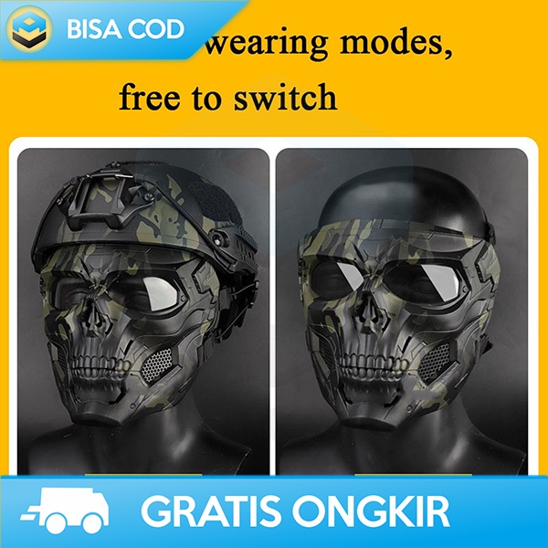 MASKER MOTOR FULL FACE TOPENG PELINDUNG WAJAH DESAIN KEREN ANTI DEBU