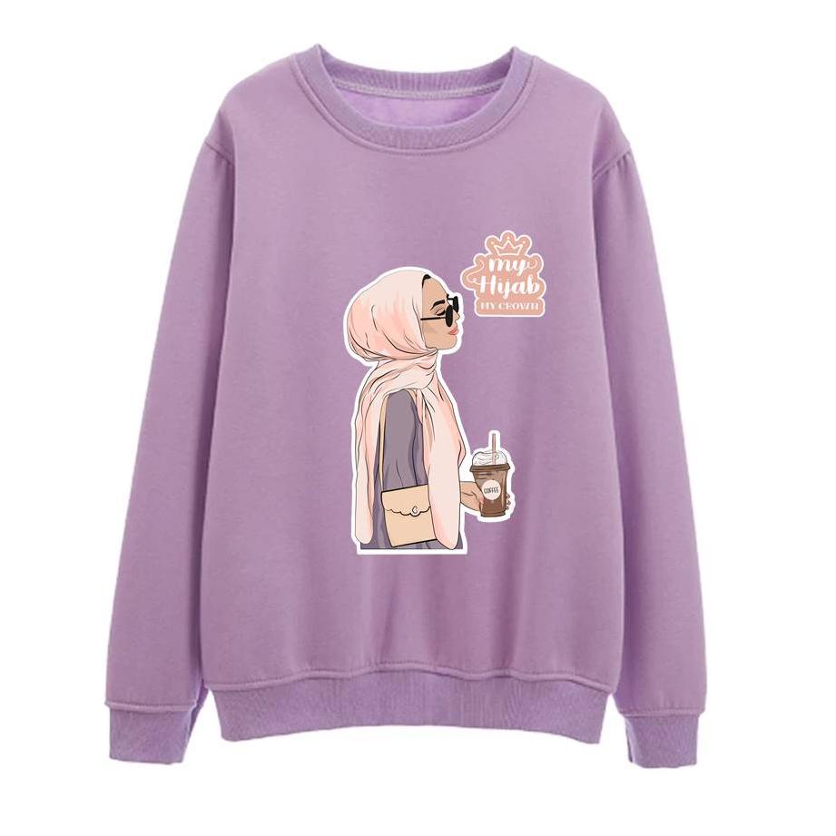 STOK TERBATAS My Hijab My Crown Sweater Wanita Oversize M - XXL Fleece