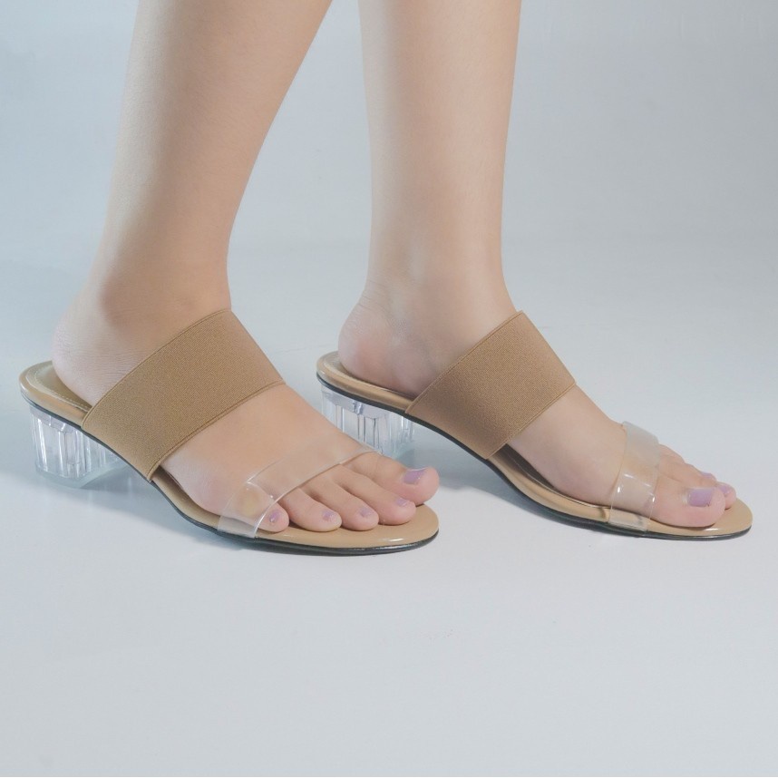 Sandal Wanita High Heels hak Kaca Ukuran Jumbo / Sendal Heel Pesta Cewek Big Size 41-45 Premium