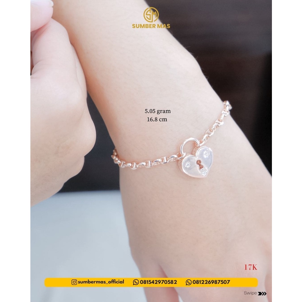 LOVE PEDLOCK &amp; ROSY BELT BRACELET 17K - SUMBER MAS