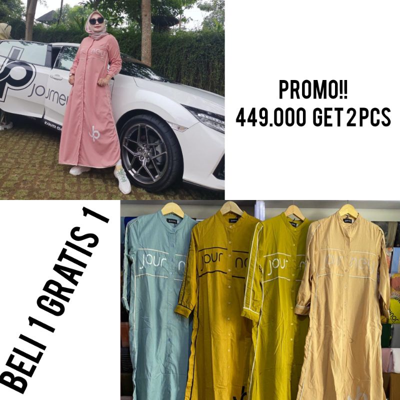 Raya sporty printing journey promo beli 1 gratis 1 gamis kekinian terbaru limited edition