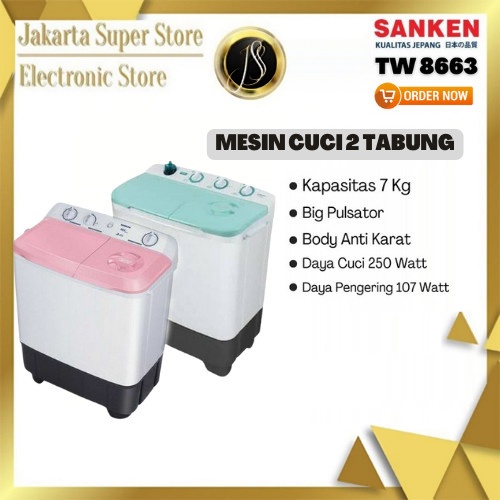 SANKEN MESIN CUCI 2 TABUNG 7KG TW-8663