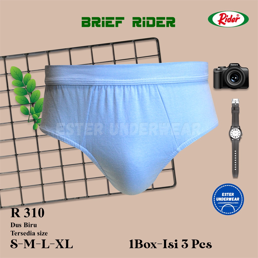 Celana Dalam Rider MENS SPANDEX R 310 B Dus Biru 100% Katun isi 3Pcs