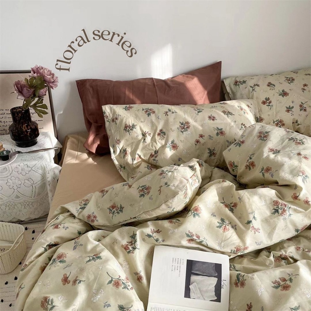 [@stigmable] Sprei set Aesthetic Motif Bunga Floral Ala Korea Jepang Sprei Anti Geser pt.3