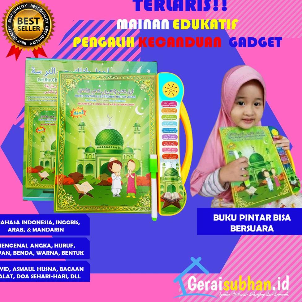 Mainan Edukasi Anak Usia 1 2 3 4 5 tahun Ebook Muslim 4 bahasa Buku tar Bisa Bersuara REKOMENDASI