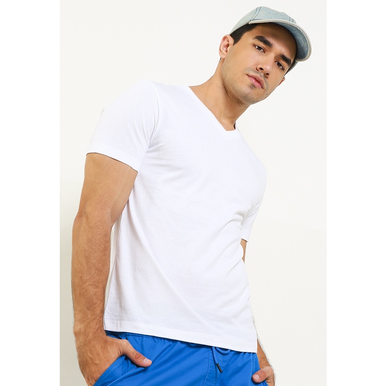 Kaos Giordano Original Warna putih T Shirt Pernikahan Fashion Asli 100% Men's V Neck Tee Pria Dewasa