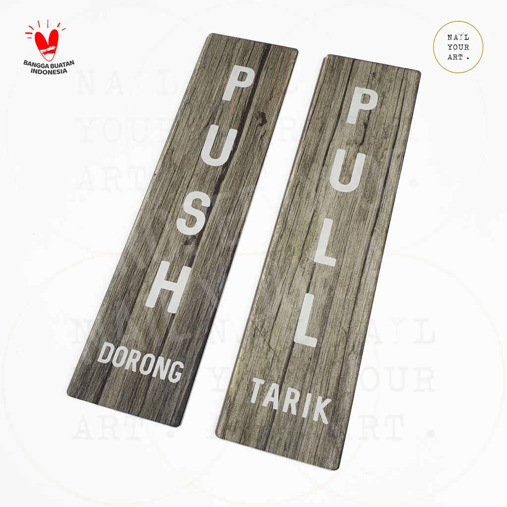 Signage AKRILIK 1 SET PUSH PULL - TARIK DORONG - OLD WOOD