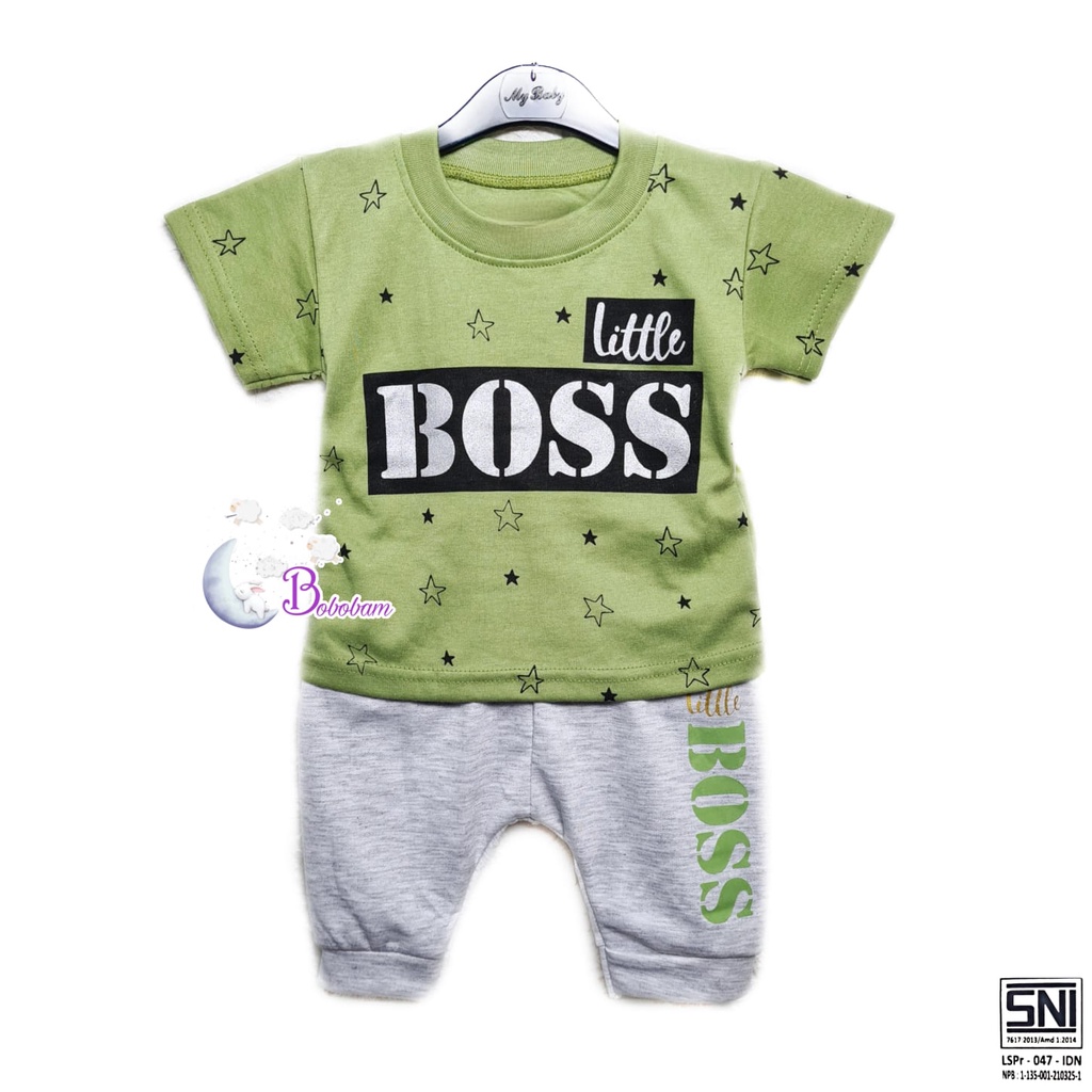 BOBOBAM  BAJU BAYI LAKI LAKI SETELAN ANAK COWO LUCU STELAN COWOK 6 12 BULAN KEREN TRENDY KEKINIAN BOSS