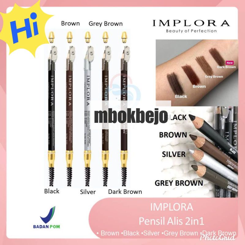 IMPLORA PENSIL ALIS 2in1 - EYEMAKEUP Eyebrow Pencil Original BPOM