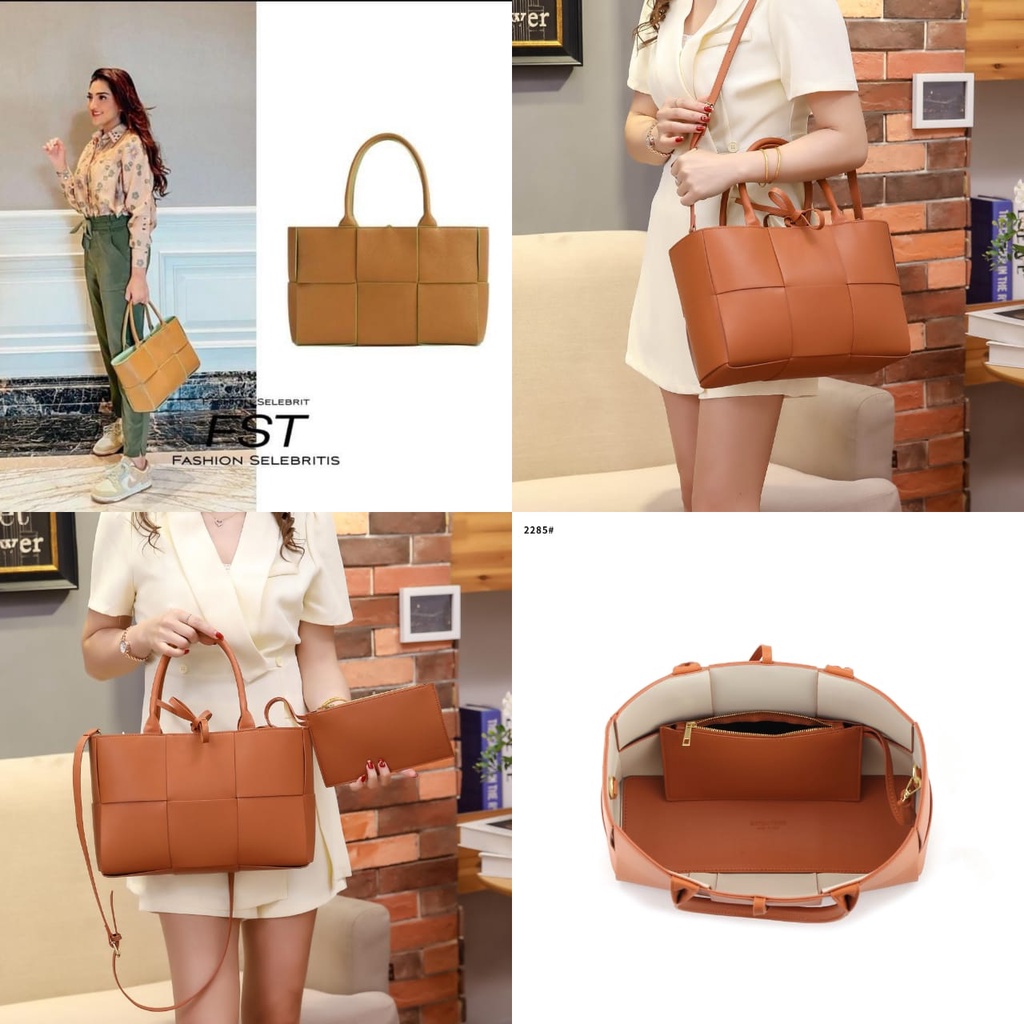 BAG Ahsanti Leather Arco Tote Bag With Pouch TC2285