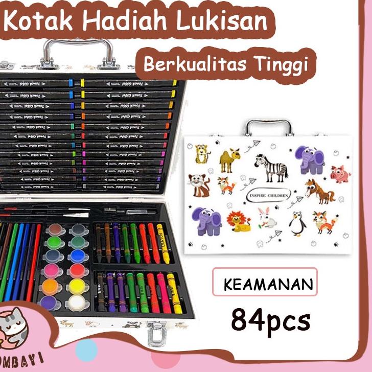 

More Info Here Crayon Set 84/86pcs / Krayon Mewarnai Anak 84/86pcs / Pensil Warna Set 84/86pcs dalam tas tangan hewan putih / Washable markers Set