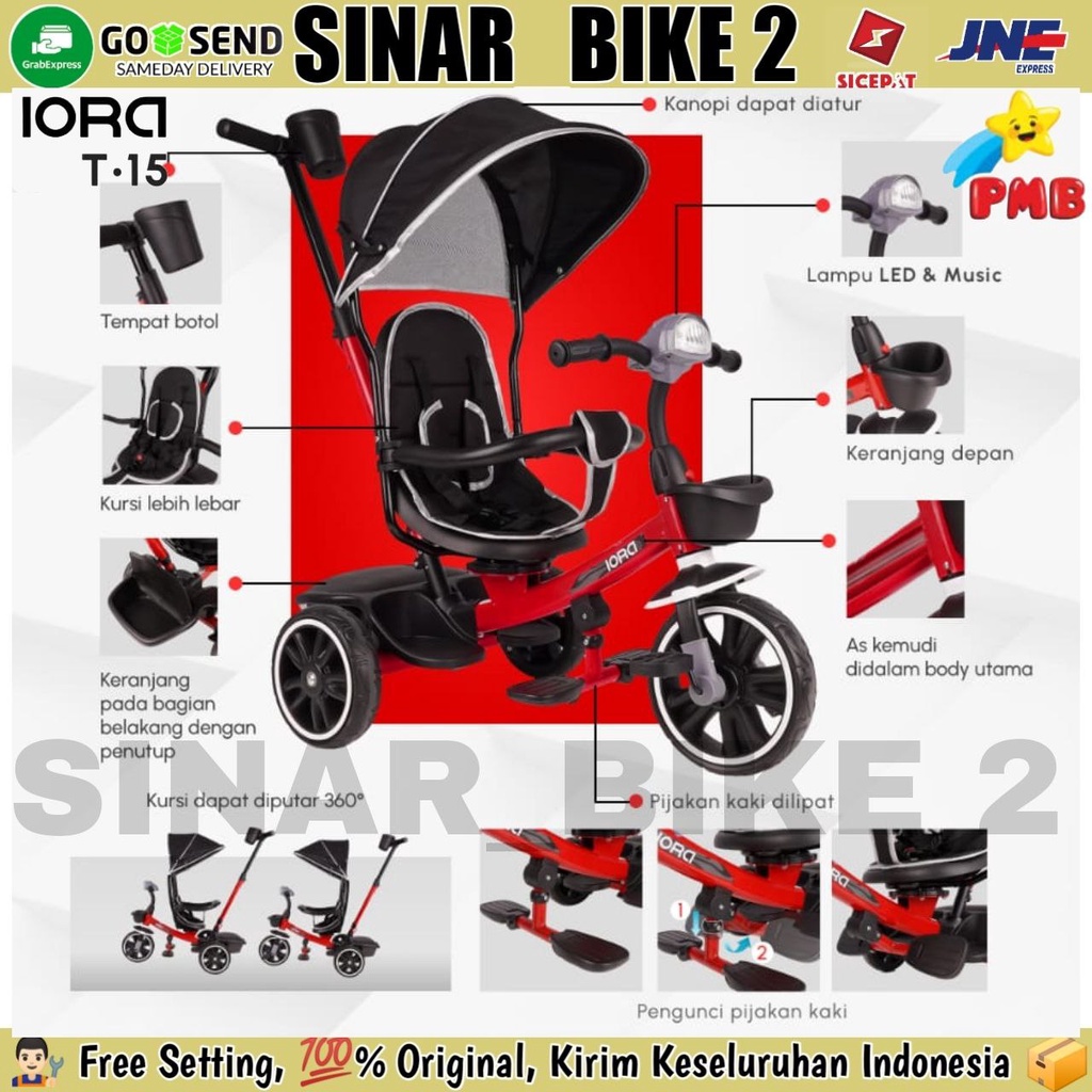 Sepeda Roda Tiga GENIO BC-04 BABY CARRIAGES &amp;T-15  Kursi Putar Tricycle Anak