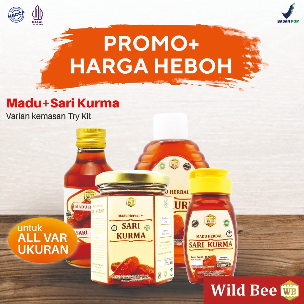 

Madu Kurma / Madu Herbal-Garansi Murni & Asli 100% - Wild Bee - Kemasan Mini