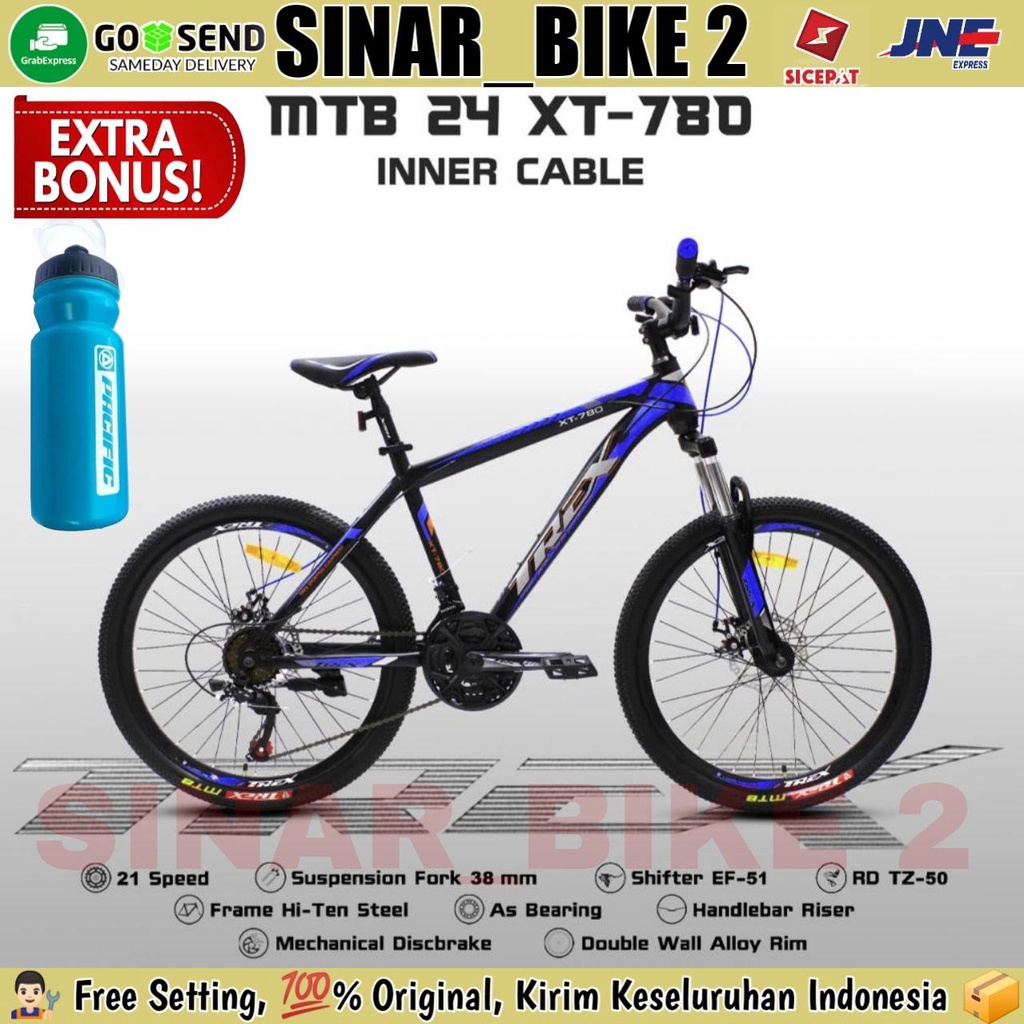 Sepeda Gunung MTB TREX XT-780 Ukuran 24 inch Rem Cakram 21 Speed