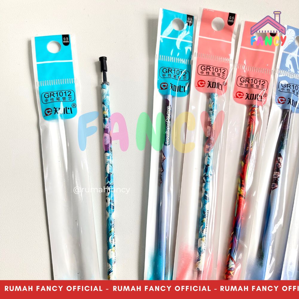 [6PCS] REFILL GEL PEN ZHIXIN LOVEIN / ISI BULPEN GEL HITAM 0,5 MM / REFIL PULPEN GEL