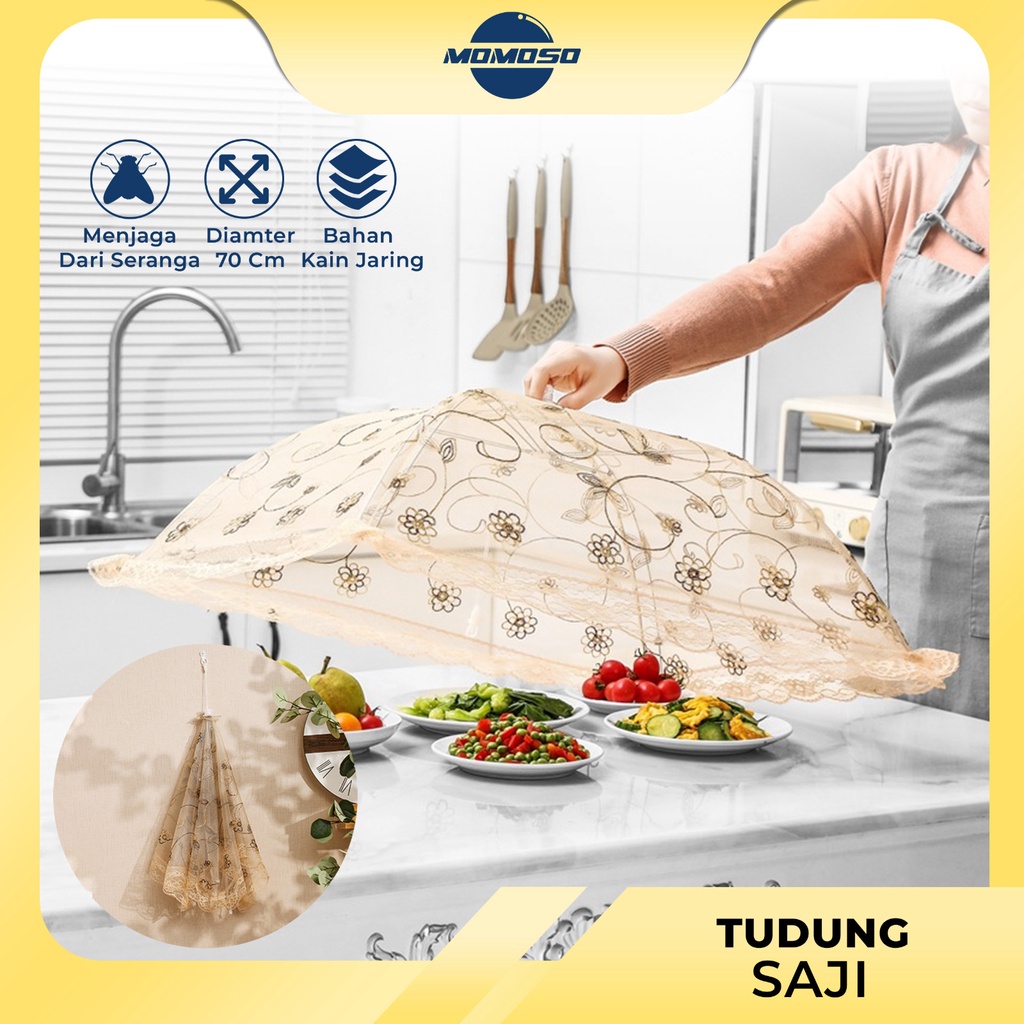 MOMOSSO Tudung Saji Lipat Renda Payet Cantik / Food Cover Serbaguna Import Murah