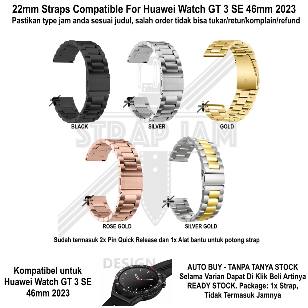 Stainless Steel Strap 22mm Huawei Watch GT3 GT 3 SE 46mm 2023 - Tali Jam Tangan Metal Padat