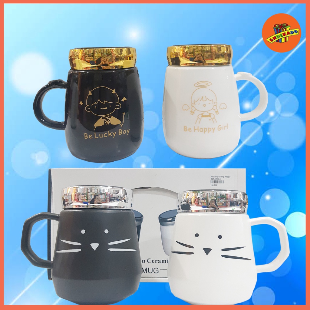 MUG KERAMIK COUPLE HITAM PUTIH - Mug Pasangan