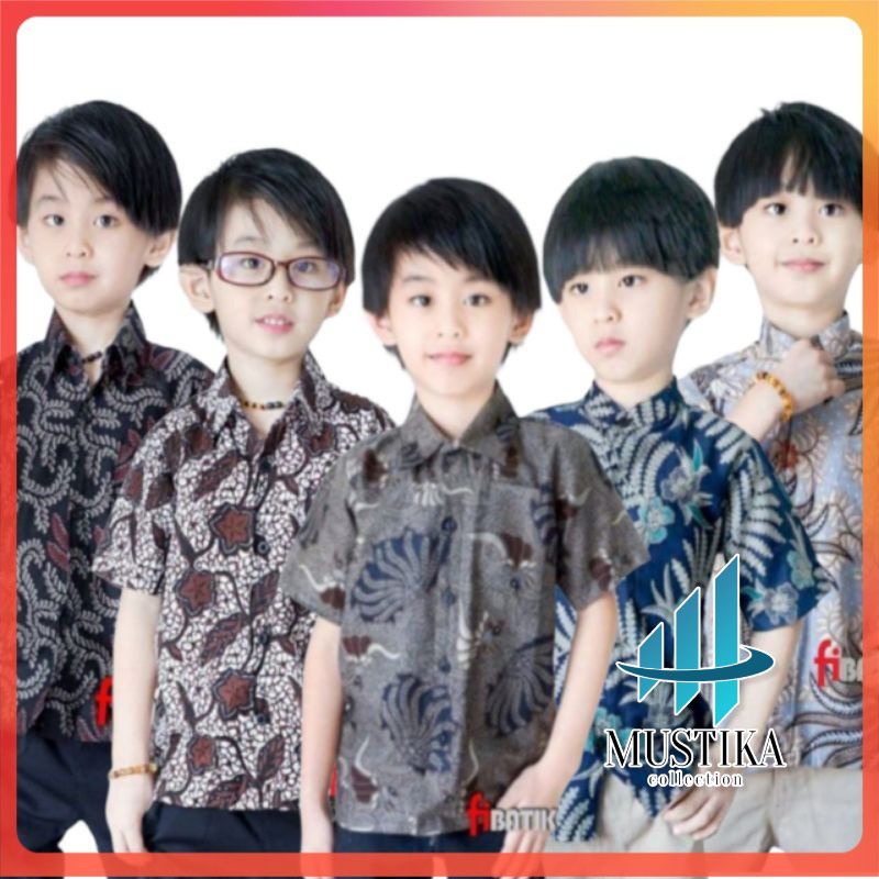 [COD] Kemeja Batik Lengan Pendek Baju Batik Anak Laki Laki Umur 2-12th Hem Batik Anak