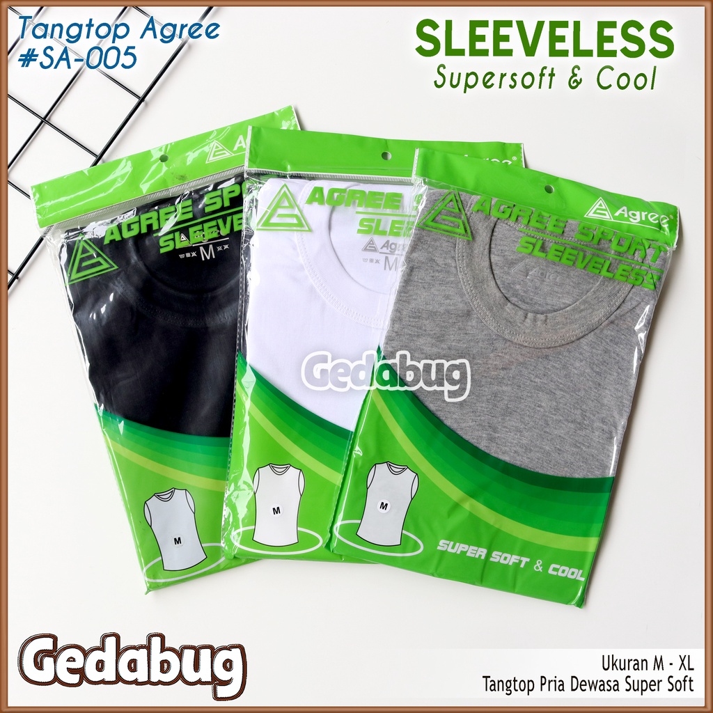 Tangtop Pria AGREE SA-005 | Kaos Dalem pria dewasa Polos Cotton Supersoft | Gedabug