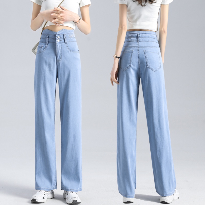 JEANS Celana Jeans Wanita Highwaist Lurus Longgar Gaya Korea Style