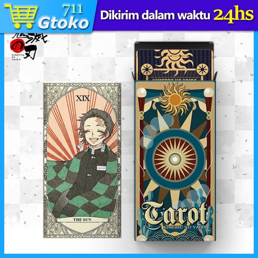 Cards Tarot Genshin Impact / Demon Slayer Tanjiro Tartaglia Kartu Tarot Anime 22 Pcs