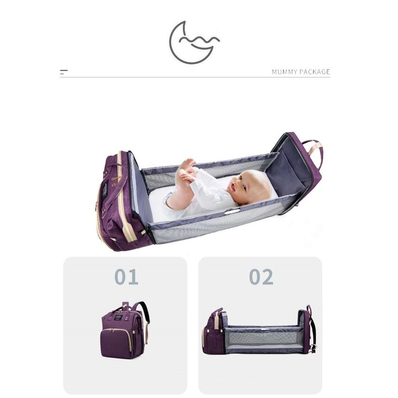 FYGALERY FYG1425 Tas Bayi Multifungsi Baby Diapers Bag Traveling Tas Ransel Perawatan Perlengkapan Backpack Waterproof Tempat Tidur Lipat Bayi Anti Air