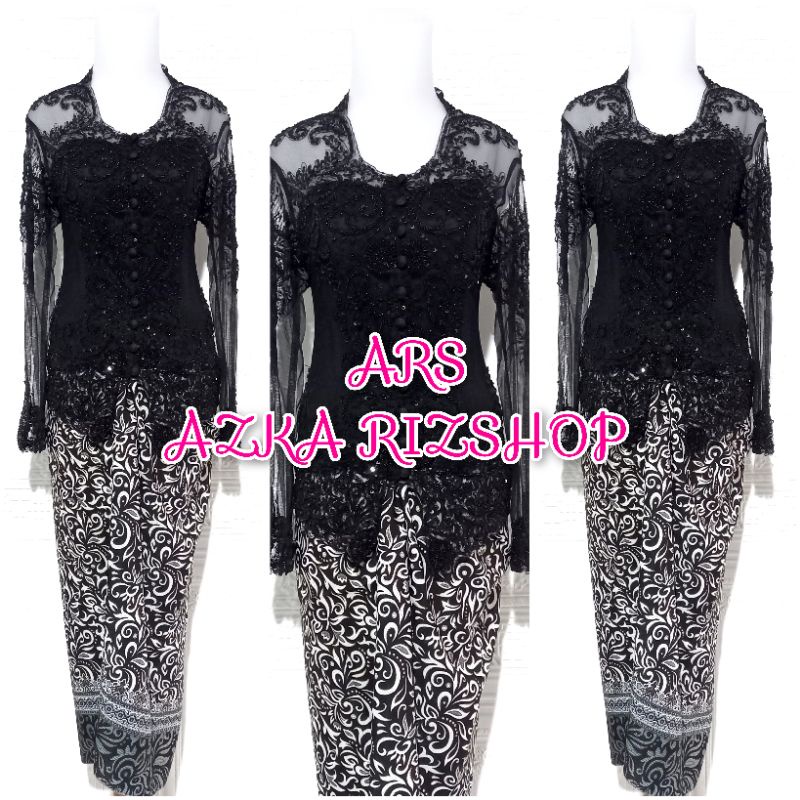set kebaya pesta kebaya kerah sunda hitam