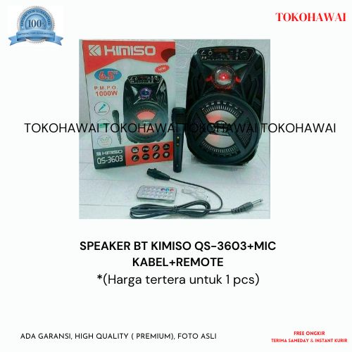 SPEAKER BT KIMISO QS-3603 + MIC KABEL+REMOTE
