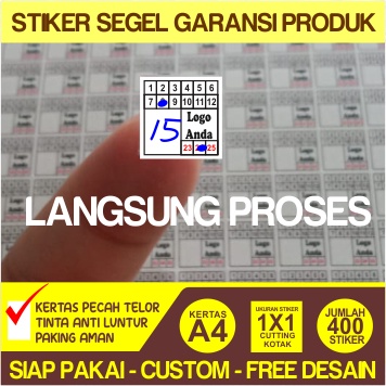 

(CETAK EXPRESS & FREE DESAIN) Stiker Segel Garansi 1cmx1cm Bahan Kertas Pecah Telor PREMIUM