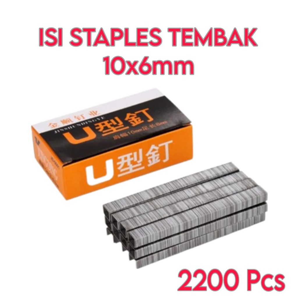 ISI STAPLES STAPLER STEPLES TEMBAK GUN TACKER REFILL 13/6 1 PAK 2200PC TR13/6 LEBAR 10MM X 6 MM