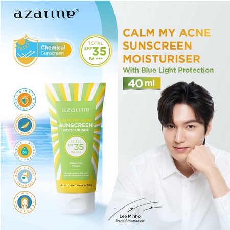 Azarine Calm My Acne Sunscreen Moisturiser SPF35 PA+++ 40ml | Azarine Cicamide Barrier Sunscreen Moisturiser SPF35 PA+++ 40ml