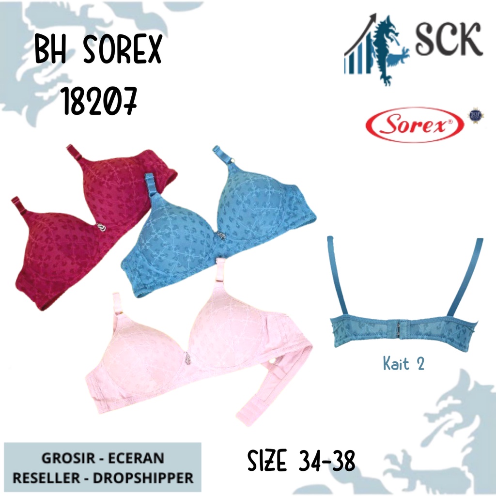 BH SOREX 18207 Tanpa Kawat Busa Tipis Motif Bunga / Pakaian Dalam Wanita Perempuan