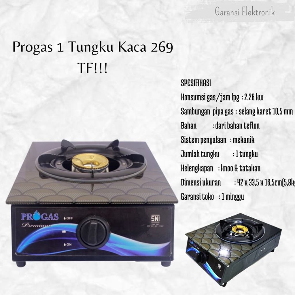 PROGAS KOMPOR 1 TUNGKU KACA 269 TF !!!